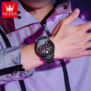 Montre-Bracelet à Quartz Olevs 9937 Unique et Créative, Montre de Volant Jante de Voiture Étanche pour Homme, Vente en Gros - Product Image 4
