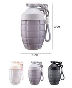 New Product Ideas 2023 Grenade Shape 600ml Fitness Protein Shaker Bottle Custom Logo BPA Free Gym Shaker With Mixing Ball