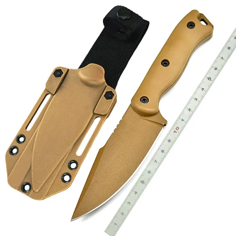 BK18 mango de fibra de nailon hoja fija cuchillo de caza para acampar con funda D2 acero multifunción herramienta de caza al aire libre