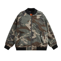 Blouson d'hiver pour homme, coupe oversize, col côtelé, fermeture éclair, poche utilitaire, camouflage woodland, coupe-vent, style bomber, rembourré