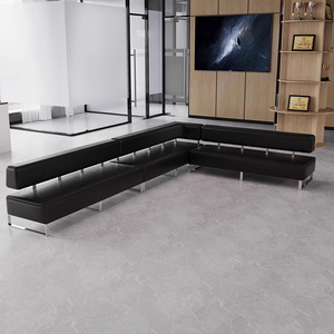 Silla de espera de cuero PU para tres personas, banco de recepción para oficina, hospital, hotel, área de descanso. - Product Image 2