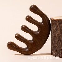 Peines de Madera para Masaje de Cinco Dedos Personalizados Peine de Madera para Masaje de Meridianos Peine de Pelo de Dientes Anchos de Sándalo Natural