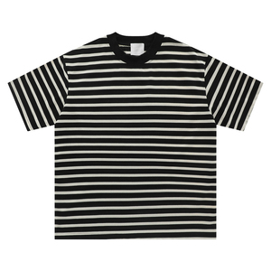 Camiseta de Algodón 100% Personalizada de Alta Calidad, Estilo Urbano, Manga Corta, Cuello Redondo, Camiseta <span class=keywords><strong>a</strong></span> <span class=keywords><strong>Rayas</strong></span> de Algodón para Hombre - Product Image 2
