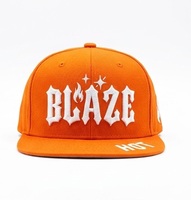 Casquette Snapback Hip-Hop Streetwear Orange Unie avec Broderie 3D Flamme BLAZE pour Adolescents et Skaters – Vente en Gros