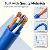 Cable Ethernet Cat5e Azul, Precio de Fábrica, Certificado ISO9001, 4 Pares, 8 Hilos, 24AWG, Rollo de 305m, Cable de Datos para Proyectos Económicos de Redes