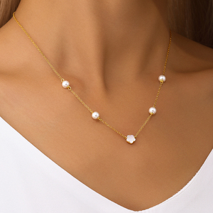 Colliers minimalistes CANNER en argent S925 avec pendentif en coquille de perle et zircon, chaîne superposée élégante, bijoux pour femmes - Product Image 3