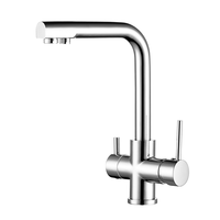 Robinet de cuisine moderne en acier inoxydable noir mat avec douchette latérale, à poser sur comptoir, 3 voies, double poignée, filtre purificateur céramique