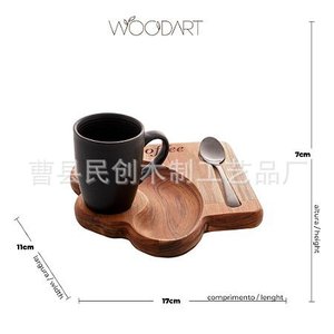 ถาดเสิร์ฟไม้ Minchuang ถาดไม้เนื้อแข็งสำหรับกาแฟ ชา ขนม จานอเนกประสงค์สำหรับครัว ใช้ในบ้าน - Product Image 2