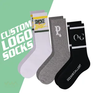 Calcetines personalizados de lujo Unisex para Hombre Calcetines coloridos a rayas con letras logotipo personalizado calcetín de algodón