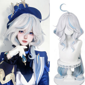 Perruque longue et droite Water Goddess Funina Carlos Los Cosplay avec frange latérale, ligne de cheveux naturelle, couvre-tête complet - Product Image 4