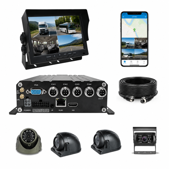 4CH 1080P AI Dash Cam NVR 4G GPS WiFi MDVR for Truck Bus Fleet Monitoring with ADAS DMS BSD