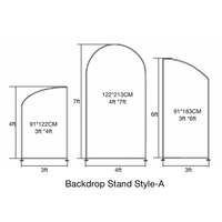 Ensemble de 3 supports de toile de fond Chiara en aluminium robuste de 32 mm pour mariage et fête, avec structure murale à plusieurs niveaux décalés