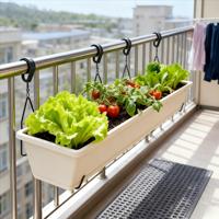 Grande jardinière rectangulaire en plastique durable et écologique Holland pour balcon Plantes d'extérieur Pot de fleur suspendu au mur