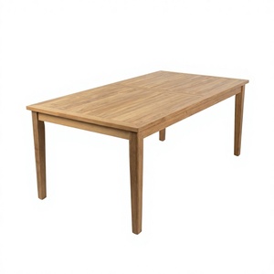 Mesa de comedor moderna de teca natural para exteriores, impermeable, con tablero de listones, muebles de patio, para hoteles, villas, resorts, clubes de playa, suministros para hostelería - Product Image 1
