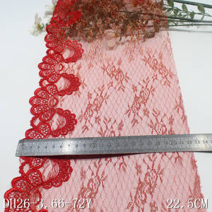 2024 chine usine brillant maille dentelle tissus avec fil métallique pour femmes Lingerie <span class=keywords><strong>soutien</strong></span>-<span class=keywords><strong>gorge</strong></span> robe 22cm rouge brodé dentelle garniture - Product Image 2