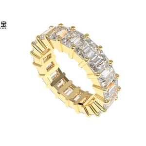 Bague en or 18 carats plaqué or avec diamant de laboratoire DEF VVS certifié IGI, bijoux de fiançailles - Product Image 2