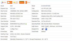 Nuovo Boe originale DV185WHM-NM2 In magazzino 18.5 pollici schermo al <span class=keywords><strong>Plasma</strong></span> schermo Lcd pannello 1366x768 per l'industriale - Product Image 3