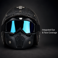 Casque de moto 3/4 ouvert style guerrier avec motif autruche de luxe, masque détachable, idéal pour les ateliers de personnalisation