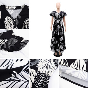 Y10465 Robes d'été tendance pour femmes, décontractées et élégantes, col en V, boutonnées, taille élastique, <span class=keywords><strong>robe</strong></span> <span class=keywords><strong>longue</strong></span> trapèze imprimée pour femmes - Product Image 6