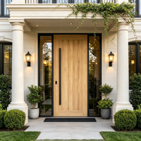 Porte d'entrée principale extérieure haute sécurité, robuste, coupe-vent, en bois et aluminium avec poignée