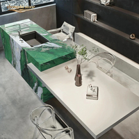 Table à manger rectangulaire en marbre naturel, de luxe, moderne, imperméable, de couleur vert émeraude, importée du Fujian, fabriquée par OEM