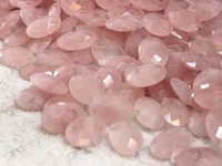 Perles ovales à double facettes en quartz rose, pierres précieuses brillantes pour la fabrication de bijoux