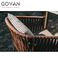 Fauteuil de salle à manger d'extérieur moderne et minimaliste haut de gamme, écologique, en aluminium tressé à la main, pour hôtels et plages, idéal pour les ensembles de mobilier de jardin.