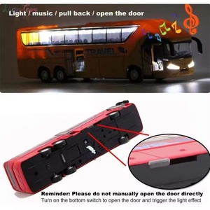 Modellino di Autobus a Due Piani in Metallo 1:50 con Luci e Musica, Giocattolo Educativo per Bambini con Motore a Retrocarica - Product Image 2