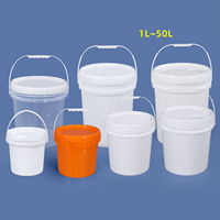 Seau en plastique de 5L, 10L, 20L, 50L avec bouchon inviolable, conteneur en plastique pour peinture, diluant, lubrifiant avec couvercle et poignée