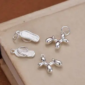 B4325 S925 sterling silver necklace charm dog shoe shape charm pendants jewelry findings