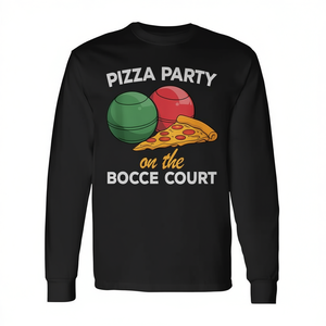 T-shirt à manches longues Pizza Party On The Bocce Court avec motif de boules de pétanque - Product Image 2