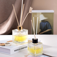 Vente en gros de flacons en verre transparent carrés à bille pour diffuseurs d'huiles essentielles, 100 ml et 200 ml, emballage de luxe vide