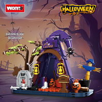 Bloques de Construcción de Plástico MR, Carpa de Halloween DIY, Casa Embrujada, Modelo Ensamblado de Partículas Pequeñas, Casa de Calabaza, Juguete de Regalo
