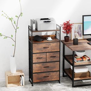 Camera da letto maniglia facile da tirare tavolo in legno robusto telaio in metallo tessuto cationico 5 <span class=keywords><strong>cassetti</strong></span> portaoggetti unità Organizer - Product Image 1
