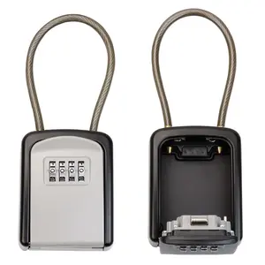 Key Safe with Shackle 4-Digit Combination Lock Key Cabinet for Indoor and Outdoor Use Weatherproof Key Safe Box