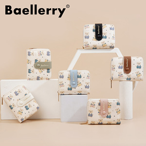 Baellerry Women's Short Wallet With Zipper And Snap Clasp <b>Cute</b> Cartoon <b>Bear</b> Print Multifunctional Everyday Use - Product Image 4