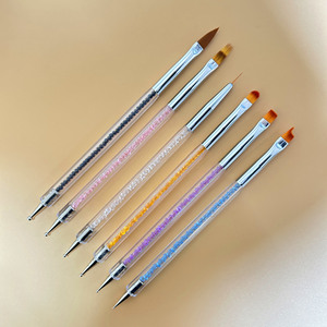 Lot de 6 stylos de peinture pour nail art à double tête en acrylique, pinceau plat pour lignes et outil de photothérapie - Product Image 5