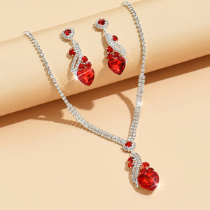 Conjunto de Joyería de Moda con Circonita Cúbica de Corte Brillante en Forma de Corazón, Cristal Azul Zafiro, para Compromiso, Boda, Fiesta, para Mujeres Holandesas - Product Image 4