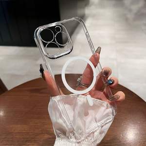 Pour Apple 16ProMax luxe Ultra-mince IPhone15 étui de téléphone portable 14 Transparent non jaune 13 <span class=keywords><strong>coque</strong></span> dure PC poignée de téléphone magnétique - Product Image 6