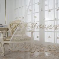 Voilage brodé turc, rideaux et voilages de fenêtre en tulle blanc 100 % polyester, luxe haut de gamme