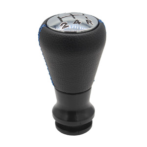 Pommeau de levier de vitesse en cuir noir avec surpiqûres bleues, 5 vitesses, pour voitures Peugeot 206 307 207 408, design ergonomique - Product Image 3