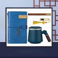 Ensemble cadeau en céramique de style chinois élégant avec carnet, stylo et clé USB - Cadeau souvenir d'entreprise haut de gamme