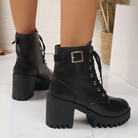 Nouvelles Bottes en Microfibre Noires à Talon Carré Épais et Bout Carré pour Femme, Grande Taille, Mi-Mollet, à Enfiler, Collection Automne 2026