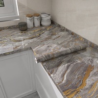 Papier Peint Moderne Géométrique Effet Marbre Auto-Adhésif Étanche Anti-Humidité pour Cuisine Salle de Bain Appartement et Murs Domestiques