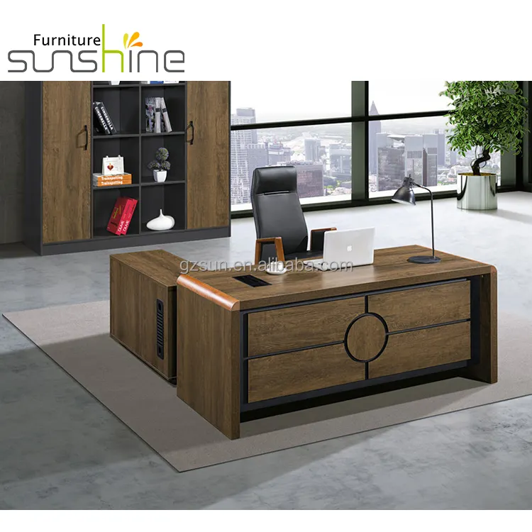 Escritorio de oficina de madera en forma de L de estilo chino, mesa de oficina ejecutiva Simple para Jefe, nuevo