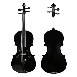 Em estoque venda quente cor preta violino atacado contraplacado violino 4/4 preço barato