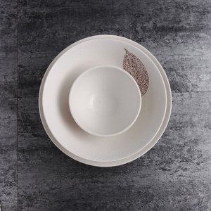 Elegante juego de vajilla de cerámica mate con patrón de hojas Frost Technic cuencos de sopa y plato vajilla para uso en restaurante - Product Image 5