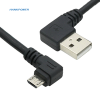 Câble de charge et de données Micro USB mâle vers USB A mâle à angle droit (90 degrés) OEM, 25 cm, 50 cm, 1 m, 1,5 m