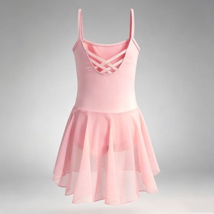Abito da ballo senza schienale con cinturini, body da <span class=keywords><strong>ballerina</strong></span> rosa con gonna, <span class=keywords><strong>tutù</strong></span> da danza, costume da palcoscenico per ragazze - Product Image 1