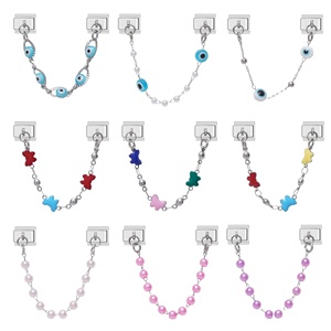 จี้ห้อยสไตล์อิตาลีแบบคู่  ไม่ลอก ไม่ดำ  ทำจากสแตนเลสสตีลชุบเงิน 18k  ประดับมุกและเพชร  พร้อมสร้อยข้อมือสไตล์อิตาลี - Product Image 1